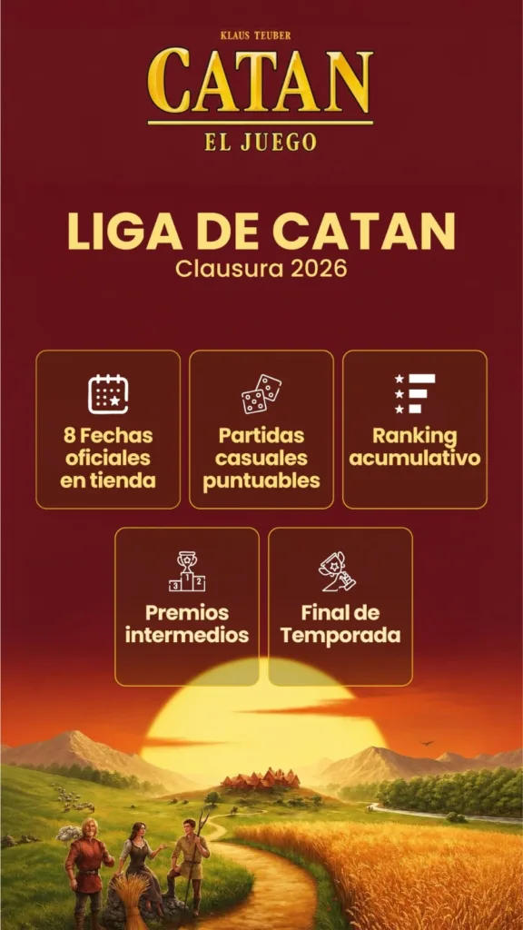 Gráfica de la Liga de Catan Clausura 2026 organizada por Adventure Dreams Games en La Serena